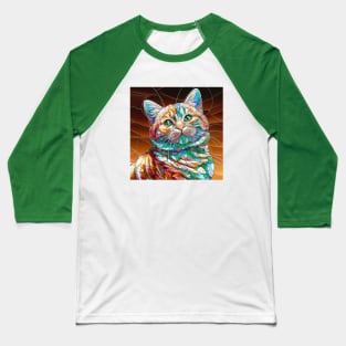 Portrait of a Cat in Tiffany Stained Glass Baseball T-Shirt